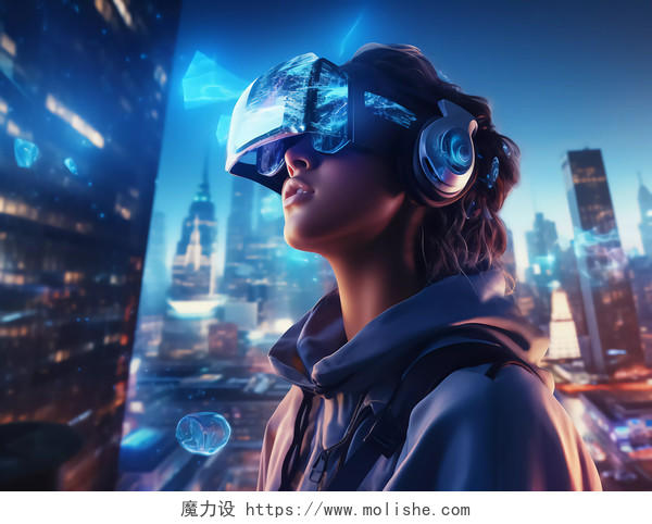 科技AI科技城市人物VR城市建筑场景